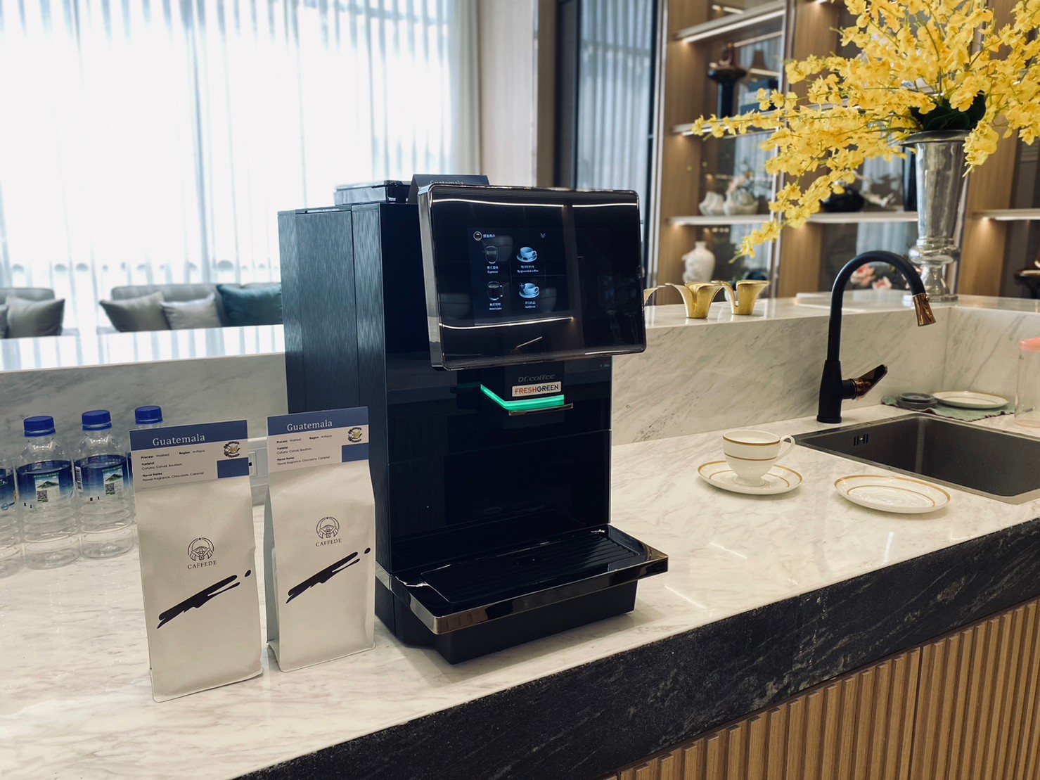 啡事提供C11全自動咖啡機租賃安裝於高雄仁武區的建案展售廳