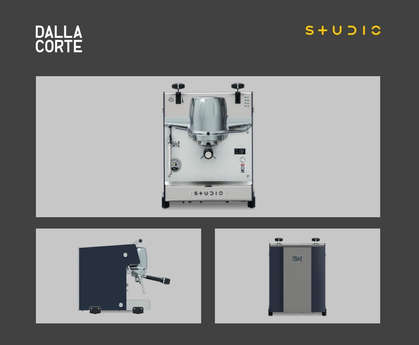 Dalla Corte STUDIO單孔半自動咖啡機原廠英文版DM機台正面照及側面照